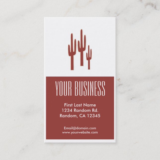 Red cactus customizable business cards (Front)