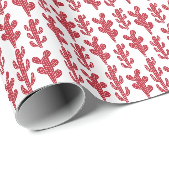 Red Cactus Plant Wrapping Paper (Roll Corner)