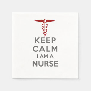 Red Caduceus Keep Calm I am a Nurse Napkin