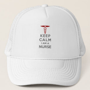 Red Caduceus Keep Calm I am a Nurse Trucker Hat