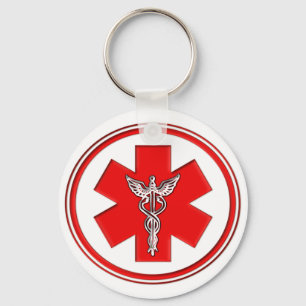 Red Caduceus Keychain