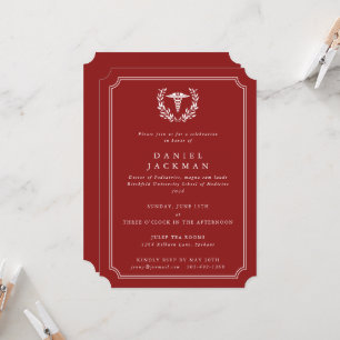 Red Caduceus+Laurel Medical School Graduation Invitation