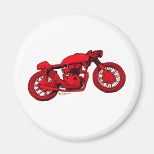Red Cafe Racer Magnet
