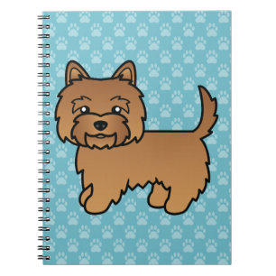Red Cairn Terrier Cartoon Dog Illustration Blue Notebook