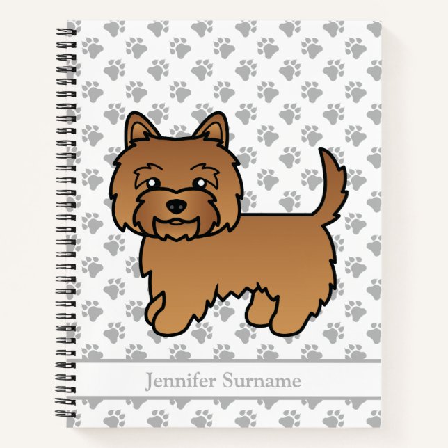 Red Cairn Terrier Cute Cartoon Dog & Custom Text Notebook (Front)
