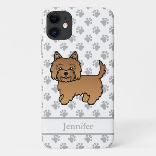 Red Cairn Terrier Cute Cartoon Dog & Name iPhone 11 Case