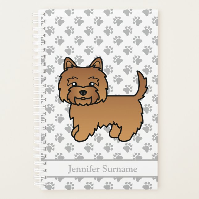 Red Cairn Terrier Cute Cartoon Dog & Text Planner (Front)