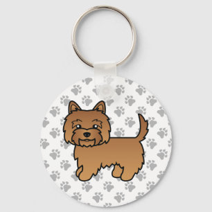 Red Cairn Terrier Dog Cute Illustration & Paws Keychain