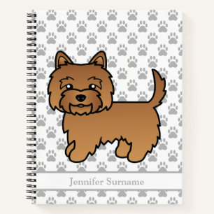Red Cairn Terrier Dog Illustration Custom Text Notebook