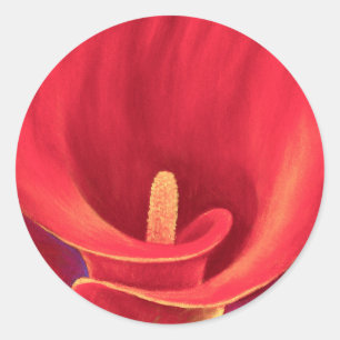 Red Cala Lily Tropical Flower Art - Multi Classic Round Sticker