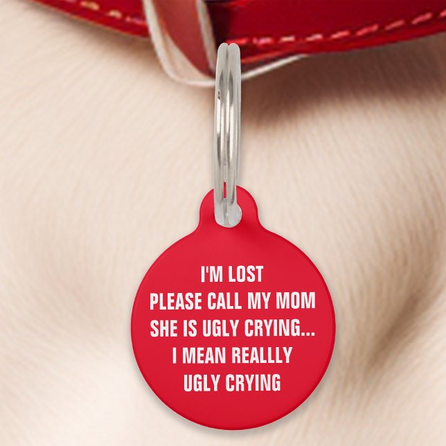Red "Call My Mom" Funny Pet Tag (Creator Uploaded)