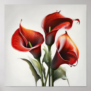 Red Calla Lilies Lily Art Imprimer Poster