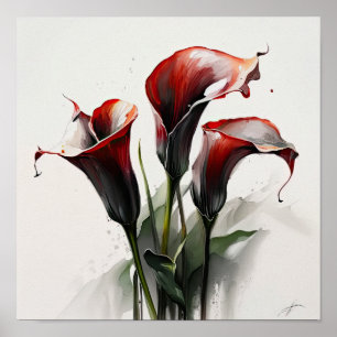 Red Calla Lilies Lily Art Imprimer Poster