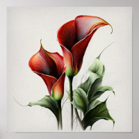 Red Calla Lilies Lily Art Imprimer Poster