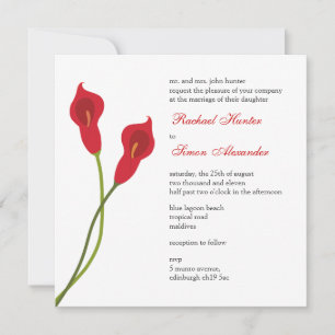 Red Calla Lilies Wedding Invitiation Invitation