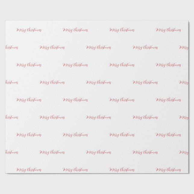 Red Calligraphy Script Merry Christmas Text Gift Wrapping Paper (Flat)