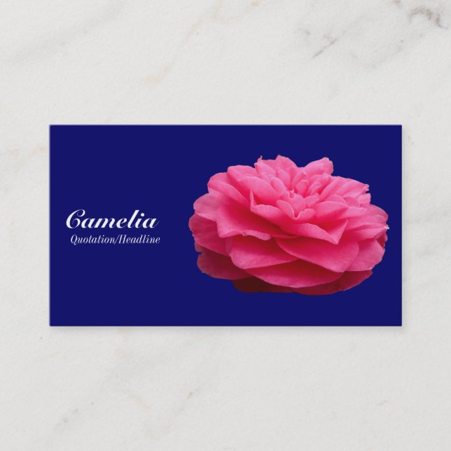 Red Camelia - Navy Blue 000066 Business Card (Front)