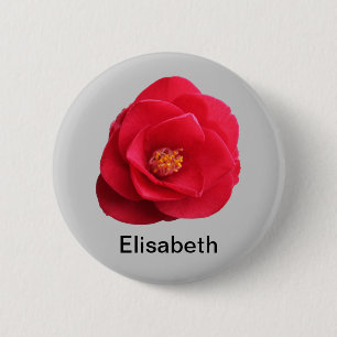 red camellia flower add your name 2 inch round button