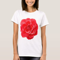 Red Camellia Flower Art Women's White T-Shirt Eleg