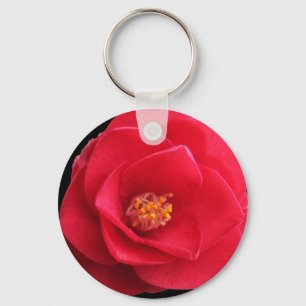 red camellia flower keychain