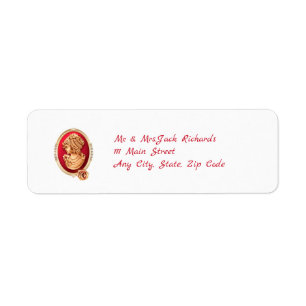 Red Cameo Envelope Return Address Label