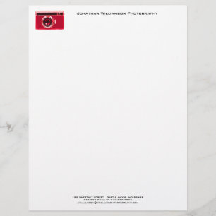 Red Camera Photography Business Letterhead