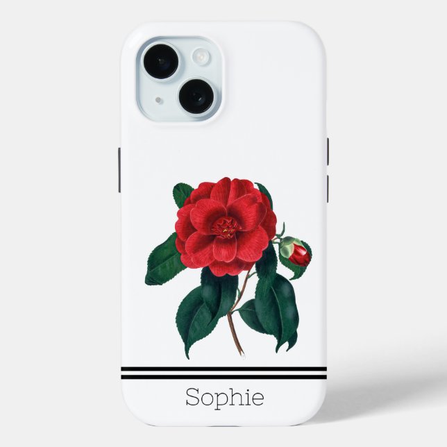 Red Camillia Watercolor Custom Case-Mate iPhone Case (Back)