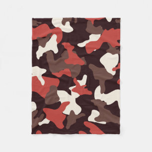 Red camo camouflage army pattern fleece blanket