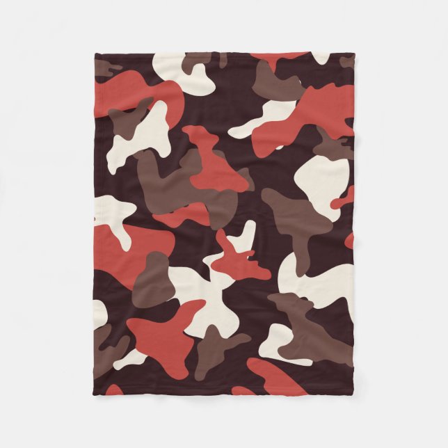 Red camo camouflage army pattern fleece blanket (Front)