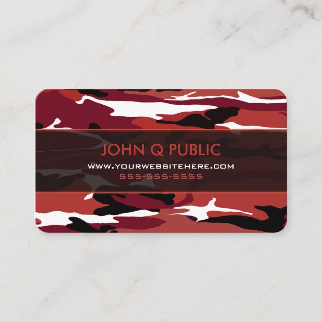 Red Camo Pattern Business Card (Front)