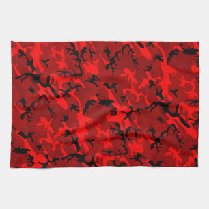 Red Camo Pattern Kitchen Towel