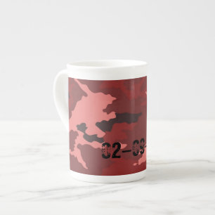 Red Camo Pattern Pink Maroon Camouflage Bone China Mug