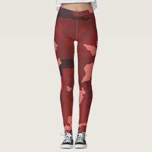Red Camo Pattern Pink Maroon Camouflage Leggings