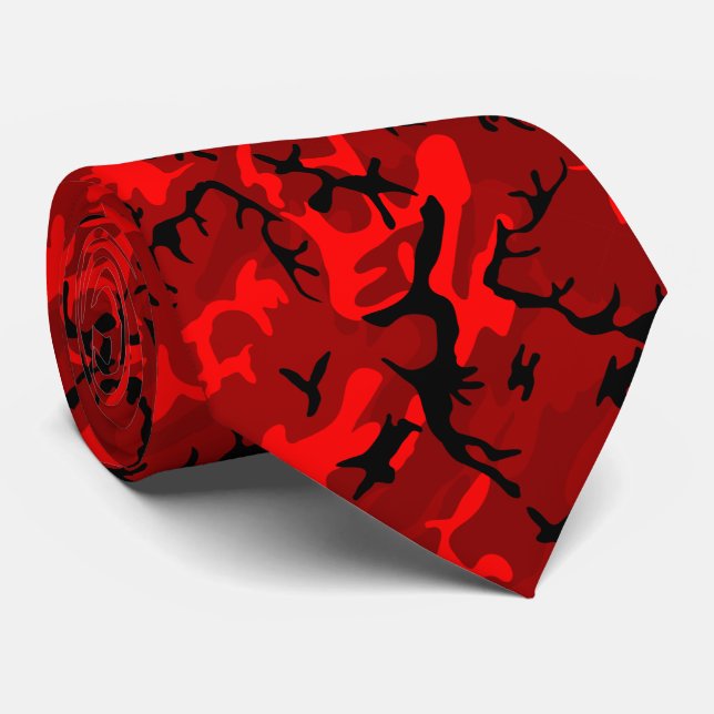 Red Camo Pattern Tie (Rolled)