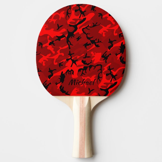 Red Camo - Personalized Ping Pong Paddle (Front)