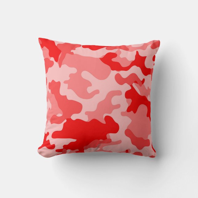Red Camo Throw Pillow (Front)
