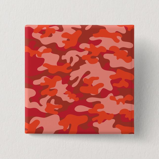 Red Camouflage 2 Inch Square Button (Front)