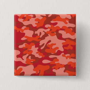 Red Camouflage 2 Inch Square Button