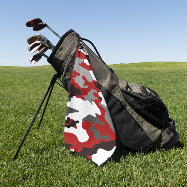 Red Camouflage  Golf Towel (Green)