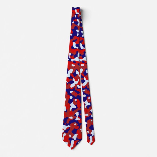 Red Camouflage in Deep Blue and Light Blue Tie (Front)