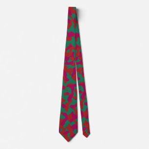 Red Camouflage in Green and Purple Tie
