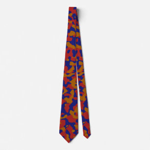 Red Camouflage in Navy Blue and Gold Tie