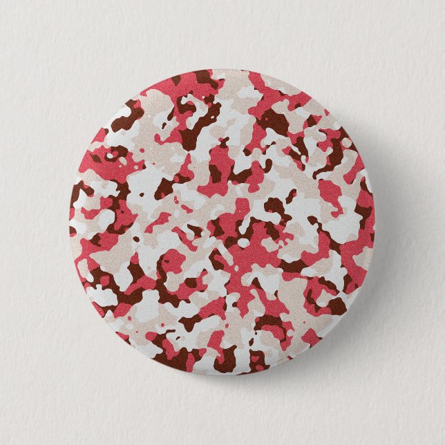 Red camouflage pattern 2 inch round button (Front)