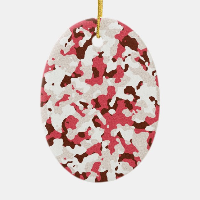Red camouflage pattern ceramic ornament (Front)