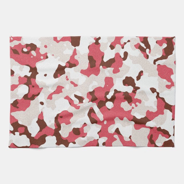 Red camouflage pattern kitchen towel (Horizontal)