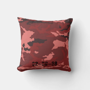 Red camouflage pattern throw pillow