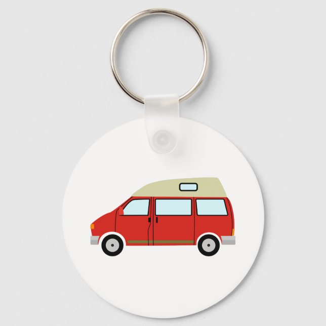Red Camper Van High Top Mobile Freedom Keychain (Front)