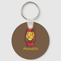 Red Camping Lantern Personalized Keychain