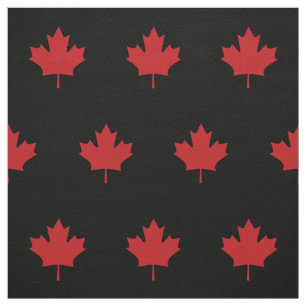 Red Canada leaf - black fabric