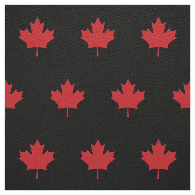 Red Canada leaf - black fabric (Swatch)